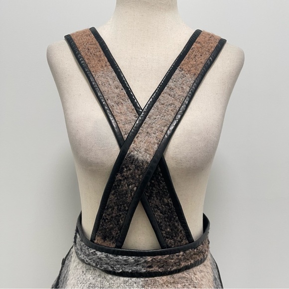 RARE 2010 3.1 Phillip Lim Trapezoid Leather Binding Brown Plaid Skirt Size 6 - Picture 3 of 15